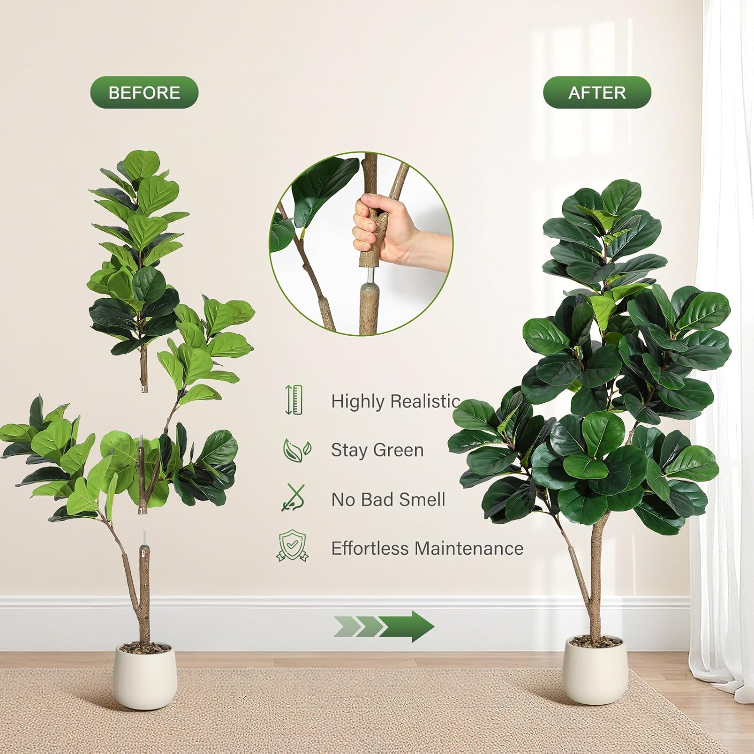 Pohon Ficus Lyrata Buatan Real - Fiddle Leaf Fig ulasan dan harga